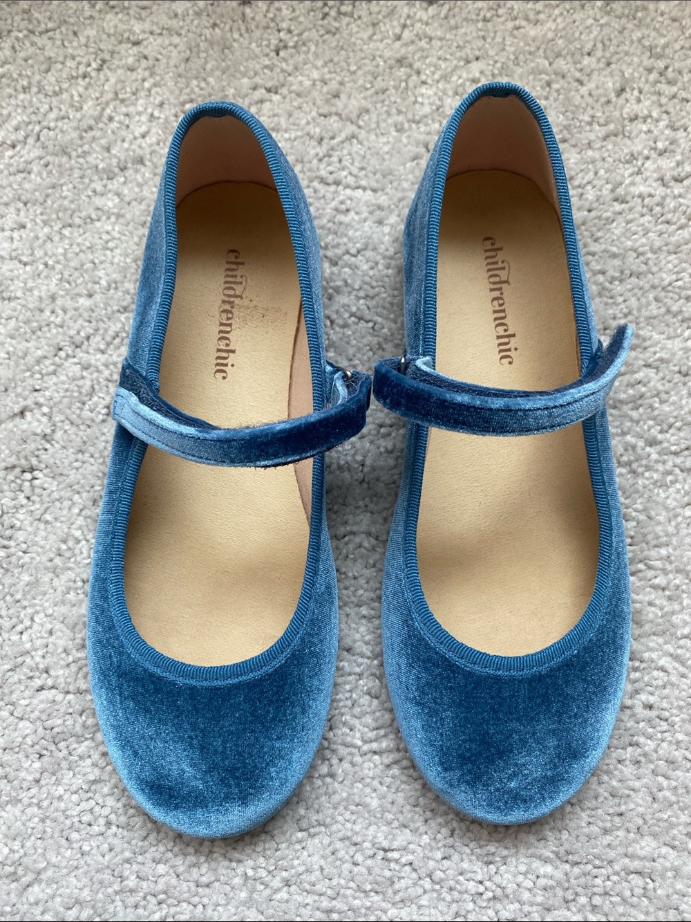 Girls Teal Velvet Mary Jane Shoe